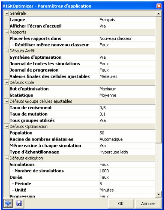 PALISADE RISKOPTIMIZER 5.5 - Commande Paramètres d'application - 1