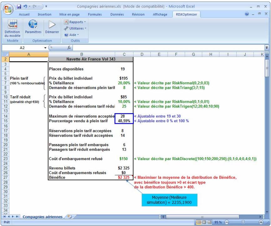 PALISADE RISKOPTIMIZER 5.5 - PlACEMENT des résultats dans le modele - 1
