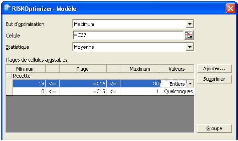 PALISADE RISKOPTIMIZER 5.5 - Ajouter les plages de cellules ajustables - 2