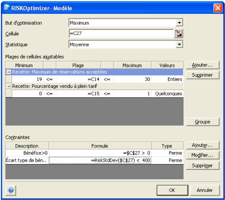 PALISADE RISKOPTIMIZER 5.5 - 1) Cliquez sur le bouton Ajouter du volet Contraintes, dans la boîte de dialogue RISKOptimizer principale. - 3
