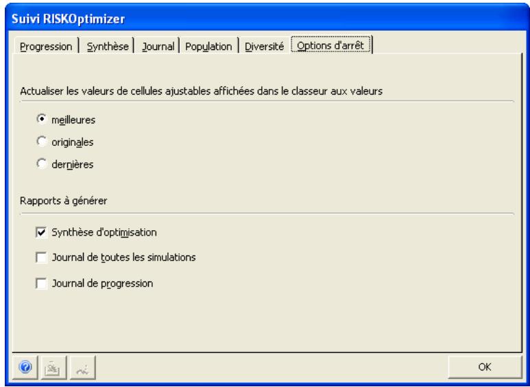 PALISADE RISKOPTIMIZER 5.5 - Arrêt de l'optimisation - 1