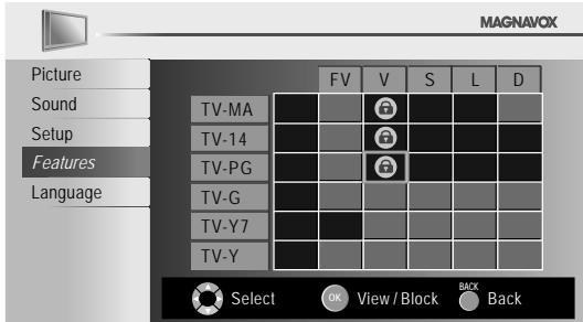 MAGNAVOX 19MF330B - To set the sub ratings - 1