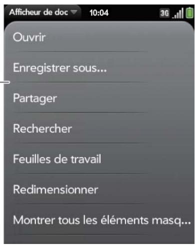PALM PALM PIXI PLUS - Ouverture du menu d'une application - 3