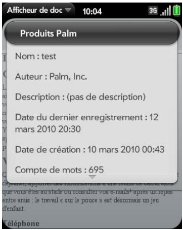 PALM PALM PIXI PLUS - Affichage des propriétés d'un fichier - 1