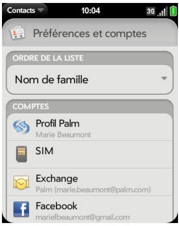 PALM PALM PIXI PLUS - Personnalisation de l'application contacts - 1