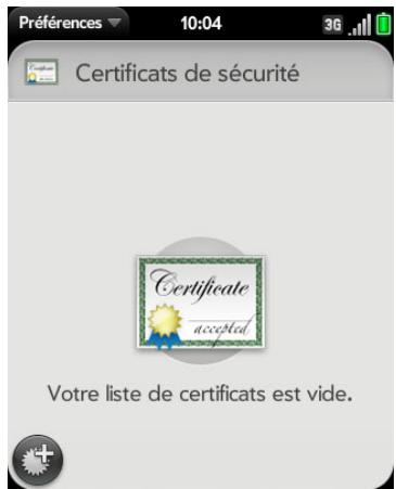 PALM PALM PIXI PLUS - Ajout d'un certificat à partir d'un périphérique de stockage USB - 1