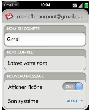PALM PALM PIXI PLUS - Saisie de paramètres de compte avancés - 1