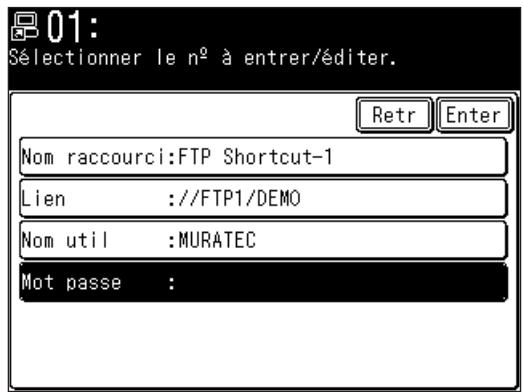 MURATEC F520 - Enregistrement d'un serveur FTP vers un raccourci - 11