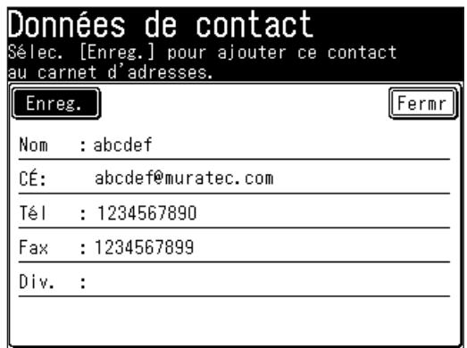 MURATEC F520 - Enregister une destination à partir de l'écran des résultats de recherche - 2