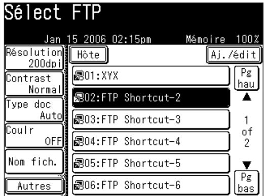 MURATEC F520 - Enregistrement d'un serveur FTP vers un raccourci - 5