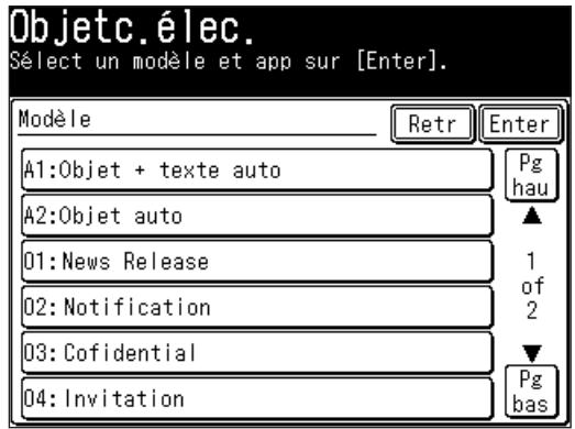 MURATEC F520 - Utilisation d'un modele enregistré - 2
