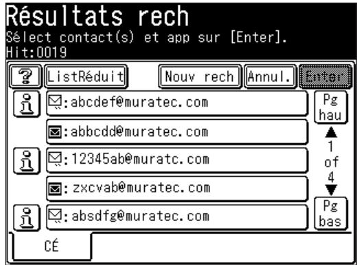 MURATEC MFX1430 - Enregister une destination à partir de l'écran des résultats de recherche - 1