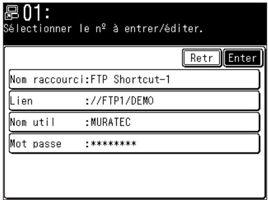 MURATEC MFX1430 - Enregistrement d'un serveur FTP vers un raccourci - 13