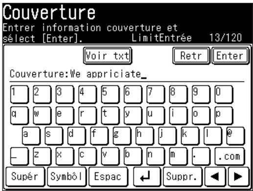 MURATEC MFX1430 - Saisie du message de la couverture - 2