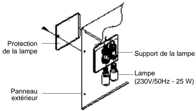 Protection de la lampe Support de la lampe Lampe (230V/50Hz - 25 W) Panneau extérieur