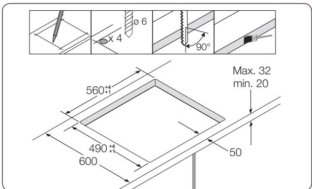 SAMSUNG NZ63F3NM1AB/UR,  NZ63K7777BK - Installatie in het werkblad - 3