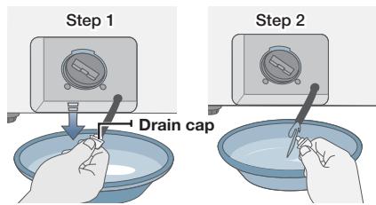 Step 1 Drain cap Step 2