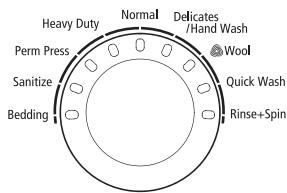 Heavy Duty Normal Delicates Hand Wash Perm Press Wool Sanitize Quick Wash Bedding Rinse+Spin