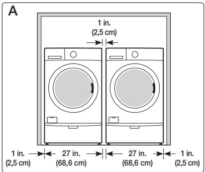 SAMSUNG WF331ANW - DÉGAGEMENTS MINIMAUX POUR INSTALLATION ENCASTRÉE : - 1