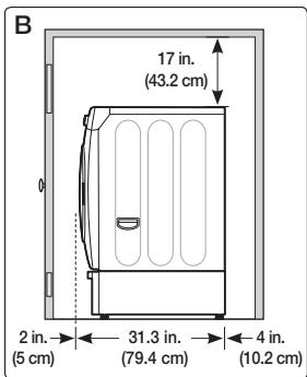 SAMSUNG WF350ANG/XAC - MINIMUM CLEARANCES FOR CLOSET AND ALCOVE INSTALLATIONS: - 2