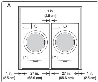 SAMSUNG WF350ANG/XAC - MINIMUM CLEARANCES FOR CLOSET AND ALCOVE INSTALLATIONS: - 1