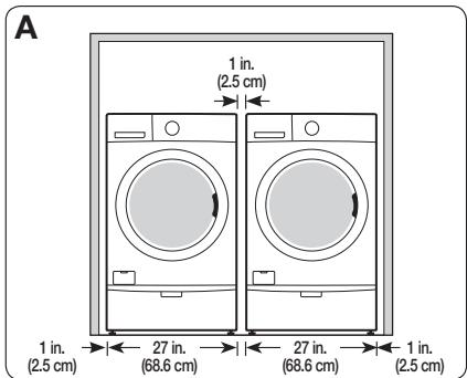 SAMSUNG WF393BTPARA - MINIMUM CLEARANCES FOR CLOSET AND ALCOVE INSTALLATIONS: - 1
