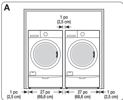 SAMSUNG WF393BTPARA - DÉGAGEMENTS MINIMAUX POUR INSTALLATION ENCASTRÈE : - 1