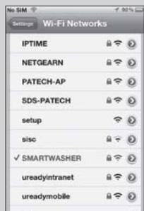 No SIM Settings Wi-Fi Networks IPTIME NETGEARN PATECH-AP SDS-PATECH setup sic ✓ SMARTWASHER ureadyintranet ureadymobile