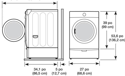 34,1 po (86,5 cm) 5 po (12,7 cm) 27 po (68,6 cm) 39 po (99 cm) 53,6 po (136,2 cm)