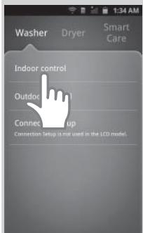 Washer Dryer Smart Care Indoor control Outdoor Connect up Connection Setup is not used in the LCD model.