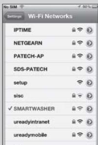 No SIM Settings Wi-Fi Networks IPTIME NETGEARN PATECH-AP SDS-PATECH setup sisc ✓ SMARTWASHER ureadyintranet ureadymobile