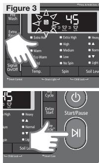 Figure 3 45 Extra High Extra High Heavy High Medium Normal Low Light Signal Temp. Spin Soil Level Smart Control Start/Pause Cycle Delay Start Start/Pause Start/Slow Start/Slow