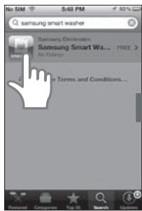 No SIM 5:48 PM Samsung smart washer Samsung Smart Washer... SANSUNG ELECTRONICS Samsung Smart Wa... FREE > No Deliners In Terms and Conditions...