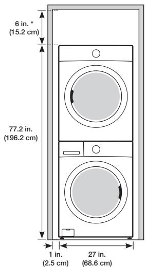 6 in. * (15.2 cm) 77.2 in. (196.2 cm) 1 in. (2.5 cm) 27 in. (68.6 cm)