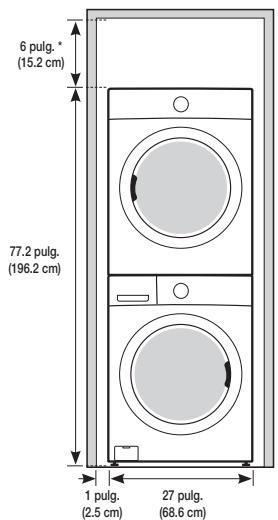 6 pulg. * (15.2 cm) 77.2 pulg. (196.2 cm) 1 pulg. (2.5 cm) 27 pulg. (68.6 cm)
