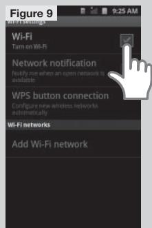 Figure 9 Wi-Fi Settings Turn on Wi-Fi Network notification Notify me when an open network is available WPS button connection Configure new wireless networks automatically Wi-Fi networks Add Wi-Fi network