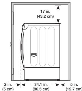 17 in. (43.2 cm) 2 in. (5 cm) 34.1 in. (86.5 cm) 5 in. (12.7 cm)