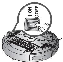SAMSUNG SR8825 NAVIBOT - Desactive el conmutador de encendido de la parte inferior de launidad principal antes de limpiar la aspiradora robot. - 1