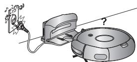 SAMSUNG SR8825 NAVIBOT - Houd het netsnoer van het oplaadstation.altijd op het stopcontact aangesloten. - 1