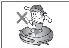 SAMSUNG SR8825 NAVIBOT - Procure que los niños no pisen la aspiradora ni se sienten sobre ella. - 1