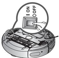 SAMSUNG SR8825 NAVIBOT - Tem de desligar o interruptor de corrente na parte inferior da unidade principal antes de limpar o aspirador robot. - 1