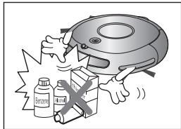 SAMSUNG SR8875 NAVIBOT SILENCIO - No utilice nunca la aspiradora en lugares donde haya materiales combustibles como: - 1