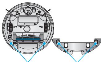 SAMSUNG SR8895 NAVIBOT SILENCIO - Alinee los orificios de la placá de la mopa con las piezas de fjación de la parte inferior de la aspiradora robot y empujé estas hasta que oiga un 'clic'. - 1