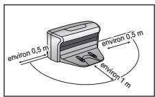SAMSUNG SR8950 NAVIBOT, SR8950, VCR8950L3B - Il ne doit y avoiraucun obstacle ni escarpement à 0,5 m sur les cotsés et à 1 m devant. - 1