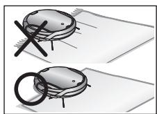 SAMSUNG SR8950 NAVIBOT, SR8950, VCR8950L3B - Pour les tapis munis de longues franges, repliez ces dernières sous le tapis. - 1