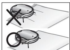 SAMSUNG SR8950 NAVIBOT, SR8950, VCR8950L3B - Bij kleden met lange kwastjes vouwt u de kwastjes onder het kleed. - 1