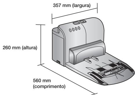 357 mm (largura) 260 mm (altura) 560 mm (comprimento)