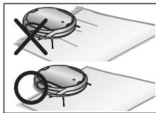 SAMSUNG SR8980 NAVIBOT - Pour les tapis munis de longues franges, repliez ces dernières sous le tapis. - 1