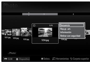 SAMSUNG LE37B554M2P - Menús de opciones de la lista de fotos - 1