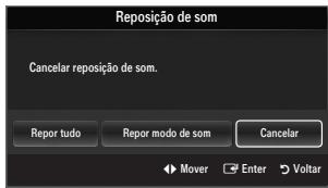 SAMSUNG LE37B554M2P - ☐ Reposição de som → Repor tudo / Repor modo de som / Cancelar - 1